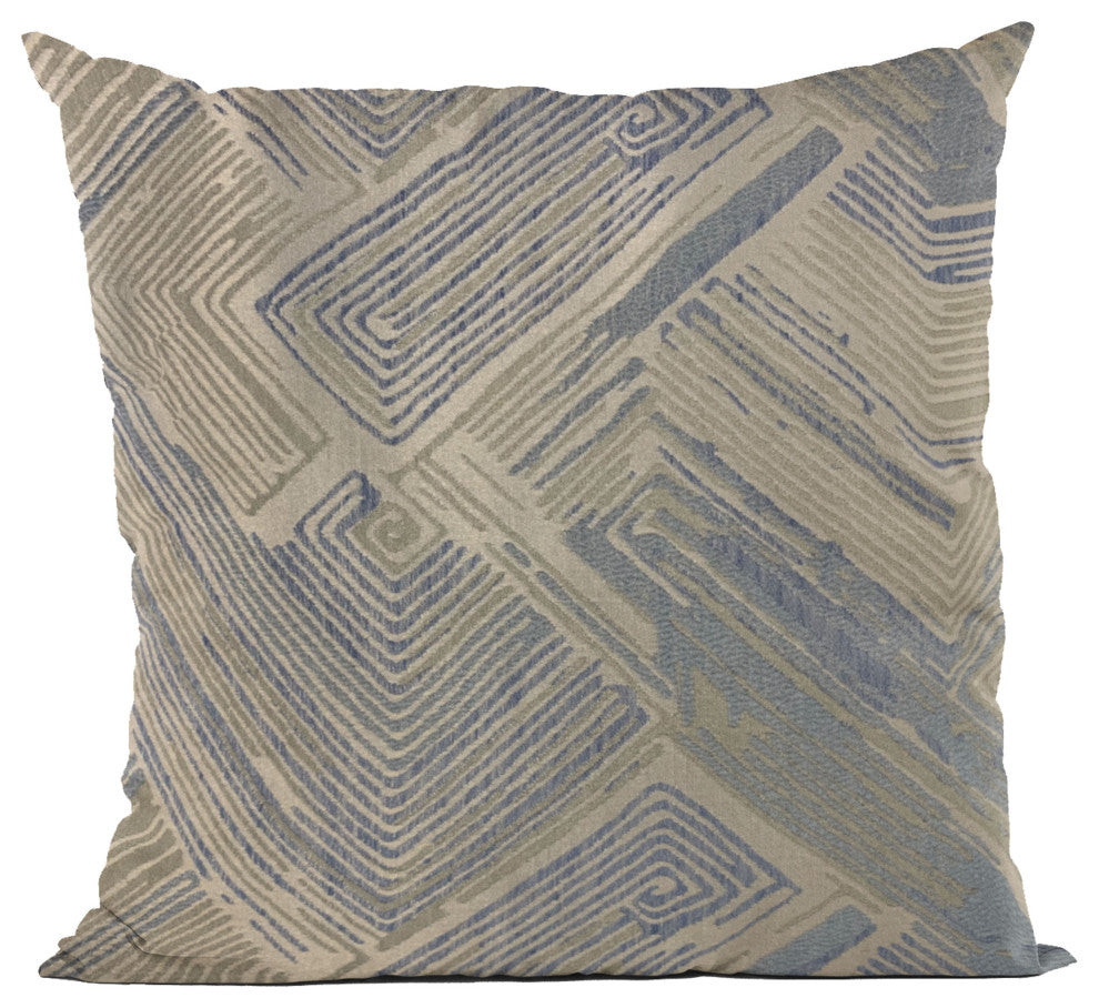 Plutus Blue Beige Hidden Tour Abstract Luxury Throw Pillow, 20"x26"