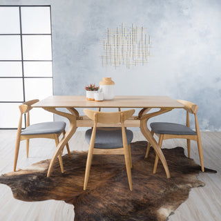 GDF Studio 5-Piece Issaic Fabric and Finished Wood Dining Set, Gray/Oak