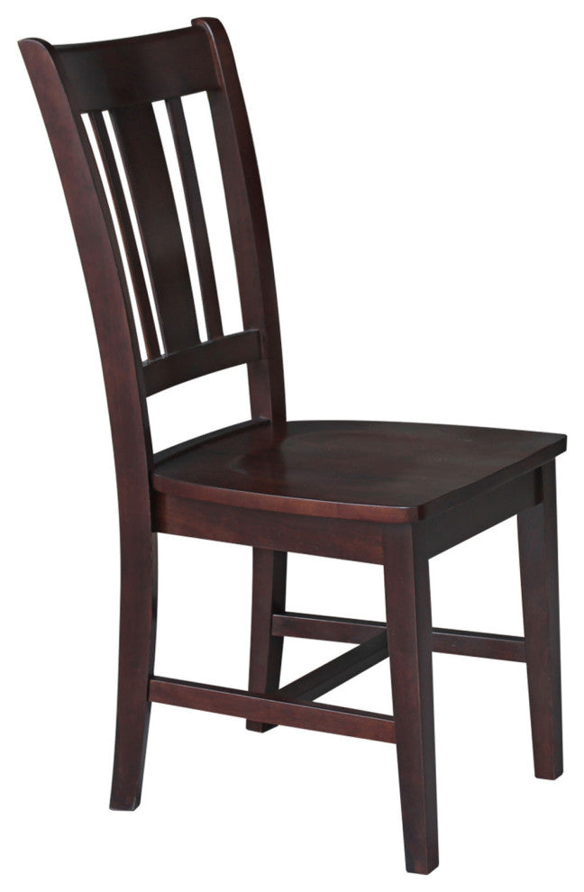 Set of Two San Remo Slat Back Chairs, Rich Mocha