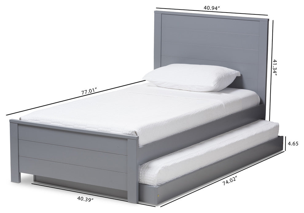Catalina Mission Style Gray-Finished Wood Twin Platform Bed With Trundle