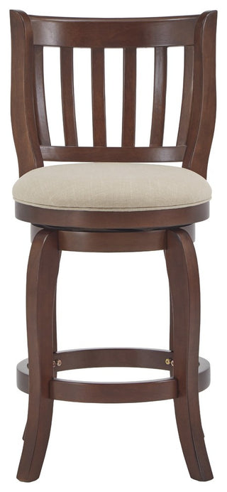 Rosann Slat Back Linen 24" Swivel Counter Stool, Beige