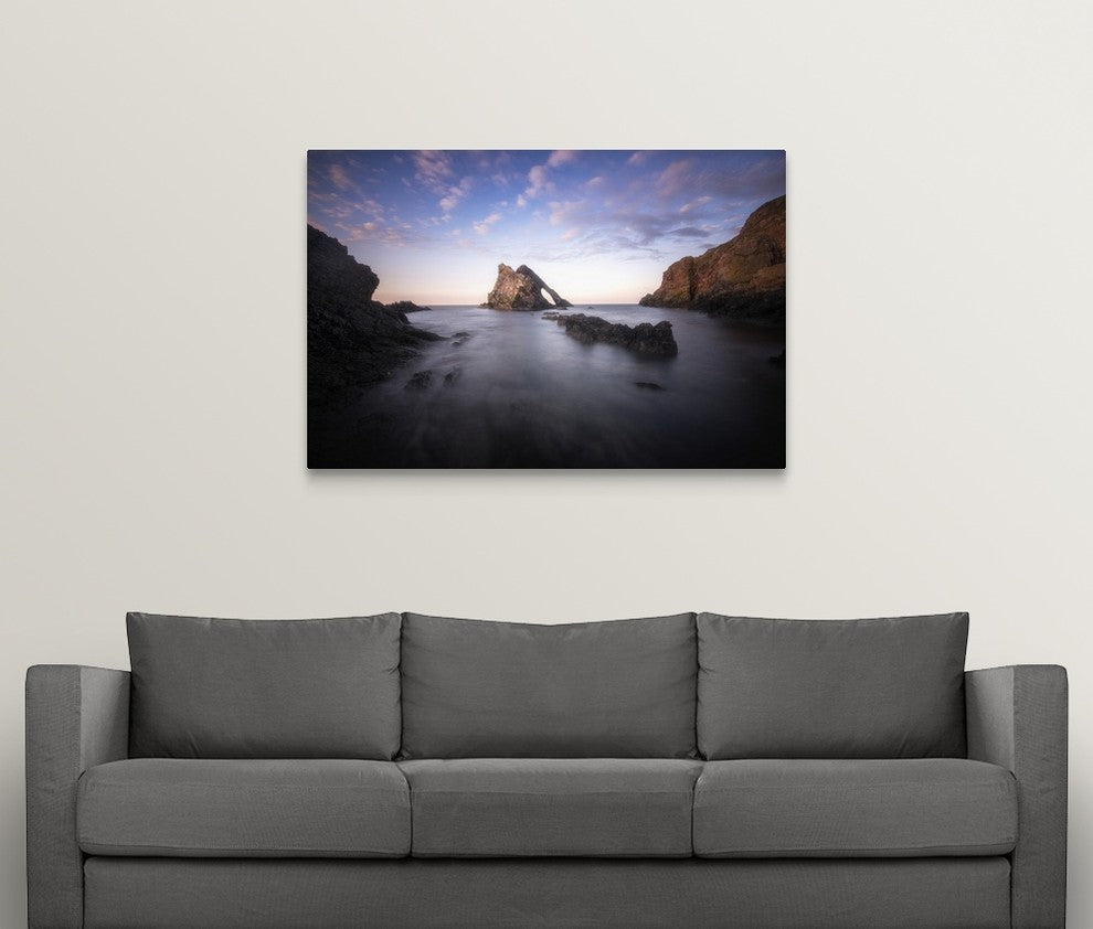 "Bow fiddle rock in scotland sea" Wrapped Canvas Art Print, 48"x32"x1.5"
