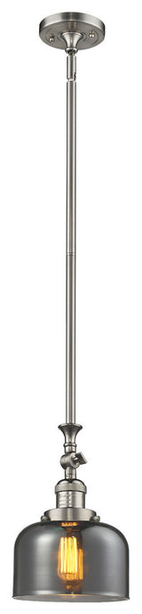 Large Bell 1-Light LED Pendant, Brushed Satin Nickel, Glass: Plated Smoked