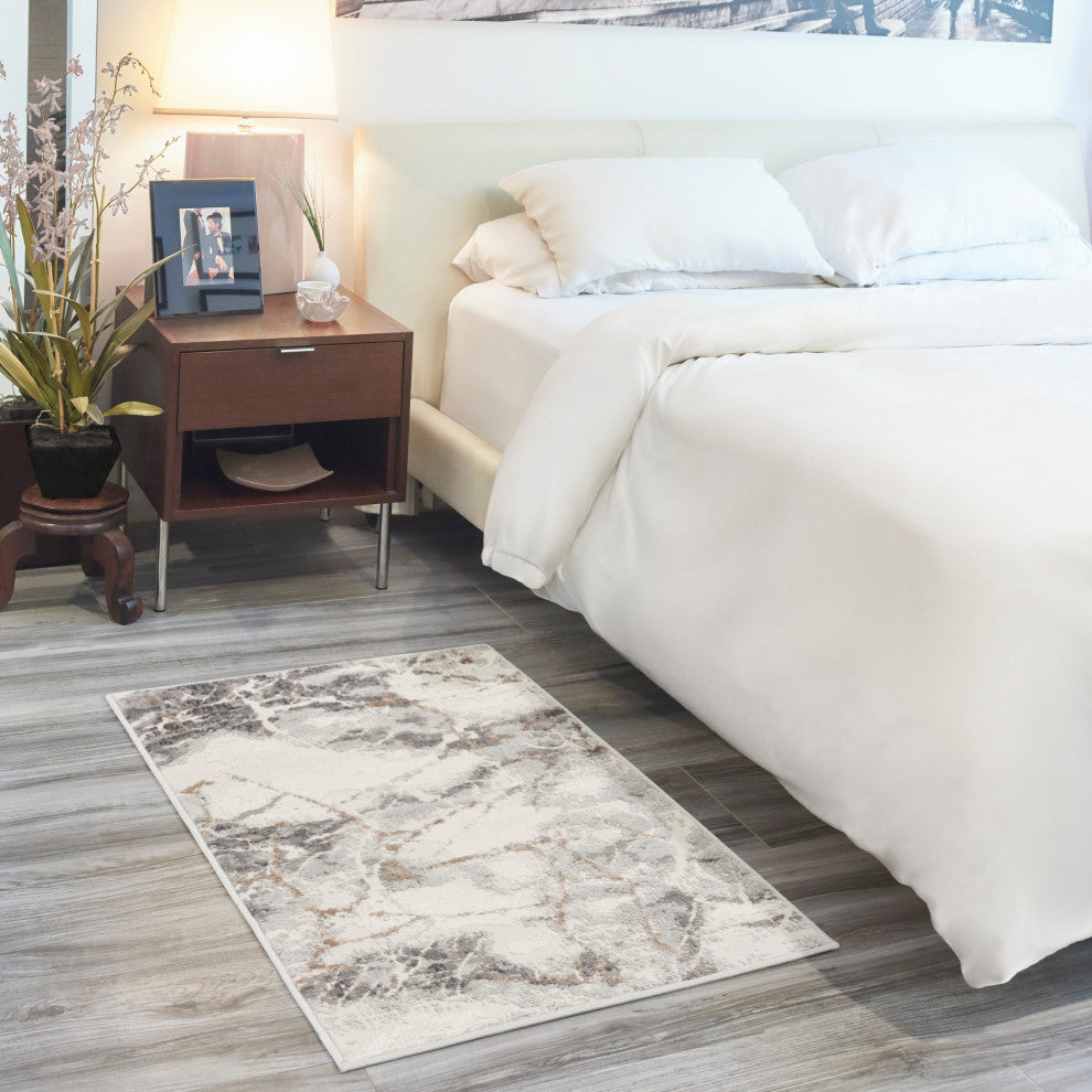 Nourison Elation 2' x 3' Ivory Grey Modern Indoor Area Rug