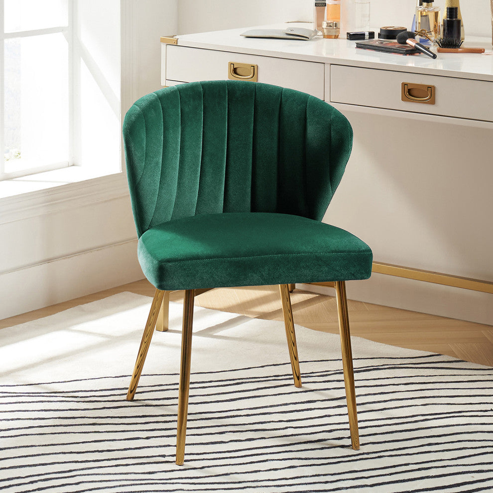 Luna Contemporary Side Chair With Tufted Back, Green