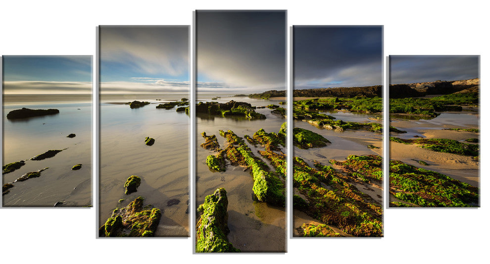 Furnas Virgin Beach Galicia Spain, Seashore Canvas Print, 60"x32", 5 Panels