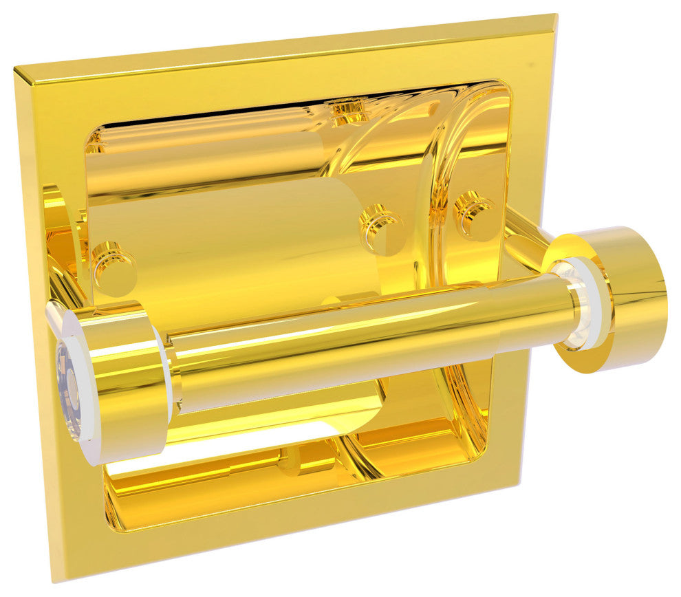 Clearview Recessed Toilet Paper Holder, Polished Brass