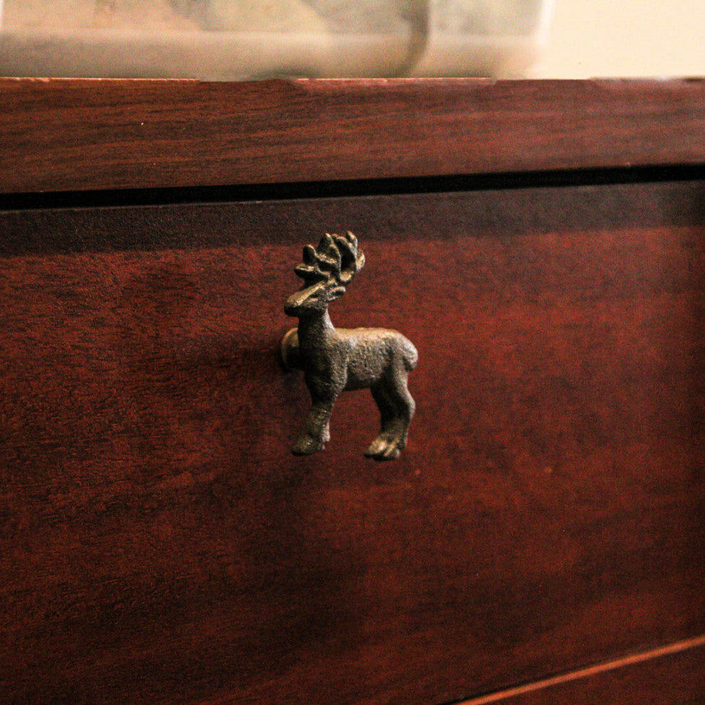 Set of 6 Cast Iron Deer Drawer Pulls Decorative Cabinet Knob Rustic Home Decor