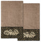 Linum Home Turkish Cotton April 2-Piece Embellished Bath Towel Set, Latte