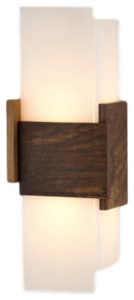 Acuo GU24 Wall Sconce, Walnut, Frosted, Fluorescent