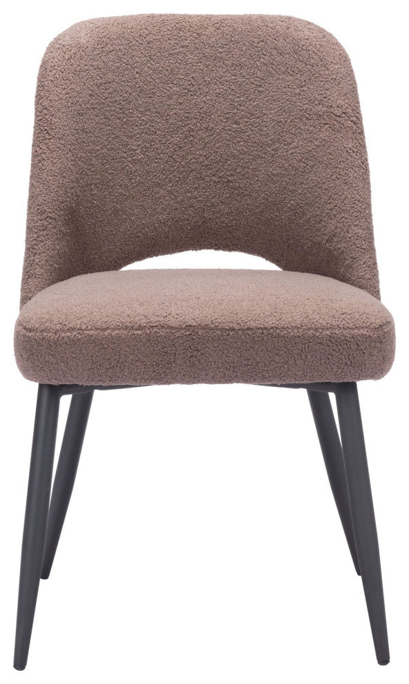 Dining Chair, Set of 2, Steel Metal, Fabric, Brown, Black, Kitchen Cafe Bistro