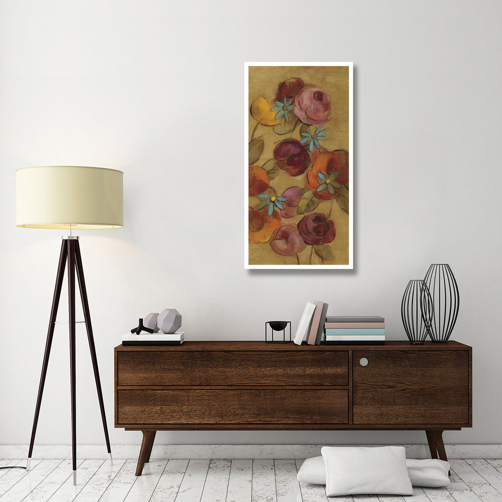 "Pressed Flowers I on Gold" Digital Paper Print by Silvia Vassileva, 26"x50"