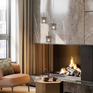 LNC Tucana Polished Gold Matte Black Modern Pendant Light, Textured Glass, 1-Light