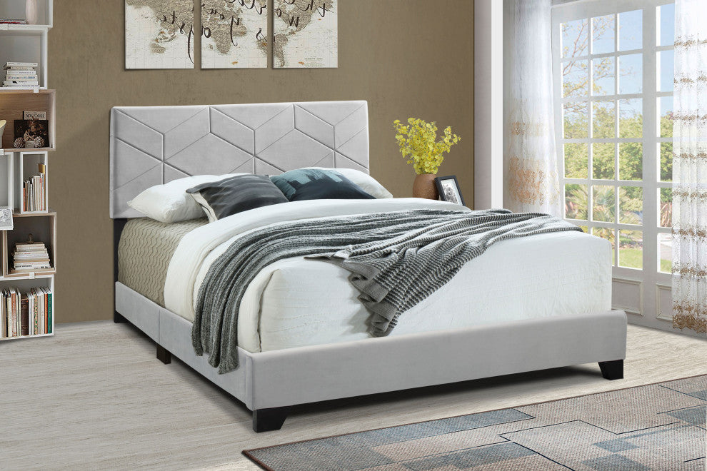 Progressive Furniture Jordan All-In-One Gray Upholstered King Bed