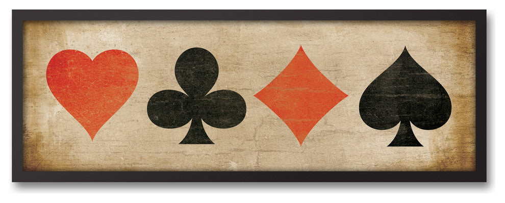 Card Suites 12"x36" Black Framed Print on Canvas