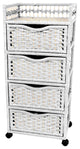 38" Natural Fiber Chest of Drawers on Wheels, White