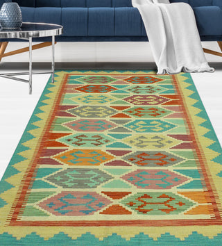 Sangat Flatweave Alicia Ivory/Gold Rug, 4'3 x 6'0