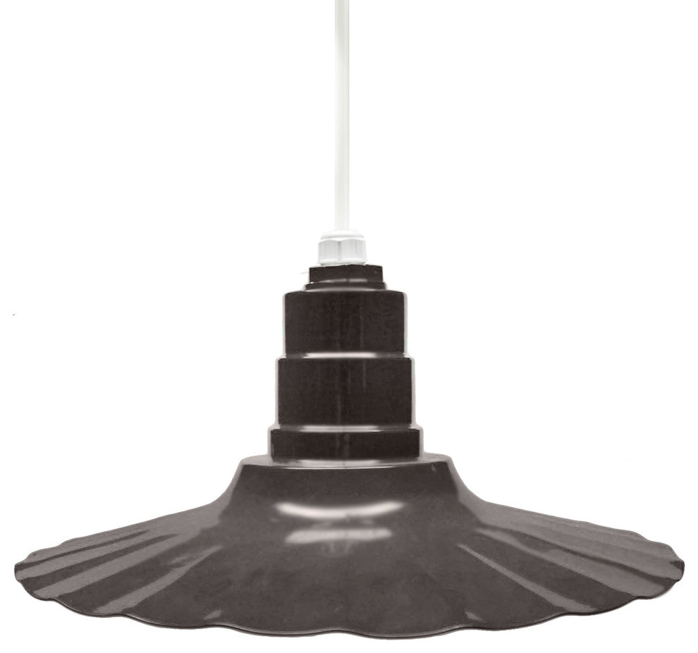 16" Radial Wave Pendant Light, Dark Bronze, 16" Pendant Light, White Cord