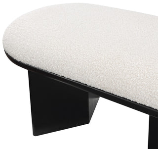 Wilshire Boucle Fabric Upholstered Bench, Cream, Black Finish