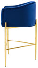 Tufted Bar Stool Chair Barstool, Set of 2, Velvet, Blue Navy, Pub Cafe Bistro