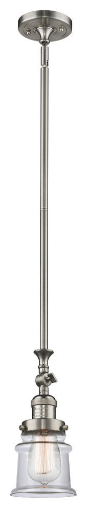 Small Canton 1-Light Mini Pendant, Brushed Satin Nickel, Clear