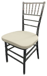 LA Linen Spandex Chiavari Chair Cushion Cover, Ivory, Set of 4