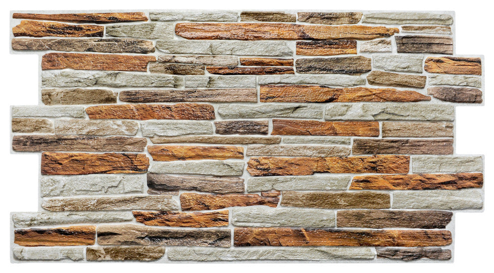 Orange Stone 3D Wall Panels, Set of 10, Covers 53 Sq Ft