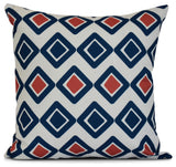 Navy Blue Diamond jive 2, Geometric Print Pillow, Navy Blue, 26"x26"