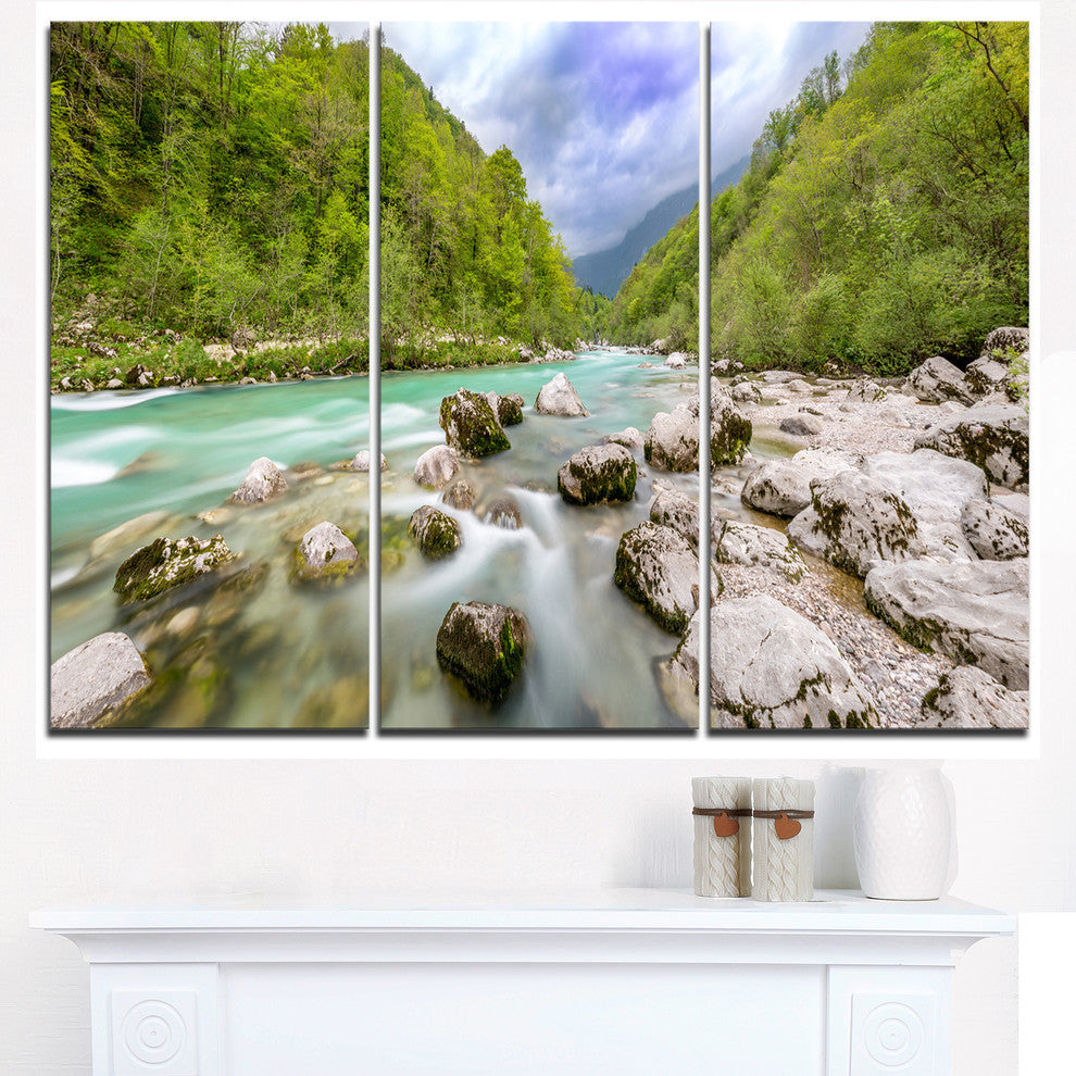 "Slovenia Waterfall Panorama" Metal Wall Art, 3 Panels, 36"x28"