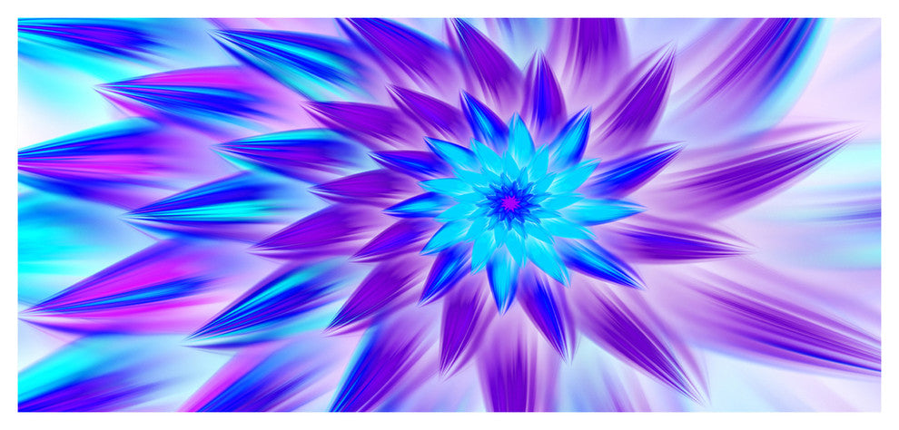 Exotic Blue Flower Petals, Large Floral Canvas Art Print, 60"x28"