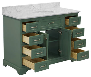 Aria 48" Bathroom Vanity, Sage Green, Carrara Marble