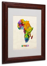 'Africa Watercolor Map' Matted Framed Canvas Art by Michael Tompsett