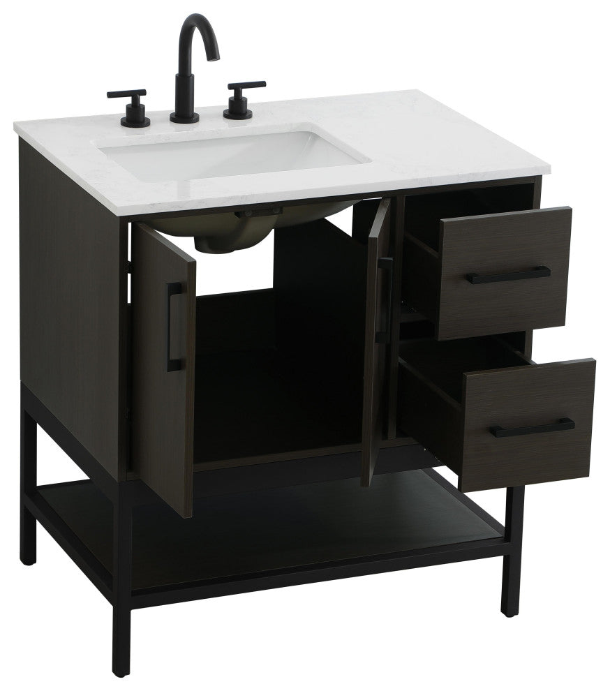 Home Living 32" Single Bathroom Vanity, Mocha Brown