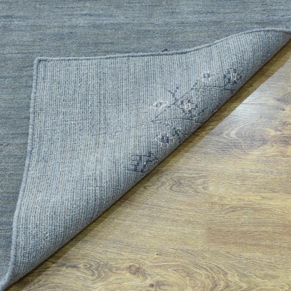 HAND KNOTTED LOOM WOOL ECO - FRIENDLY AREA RUGS  - Light Blue,Contemporary