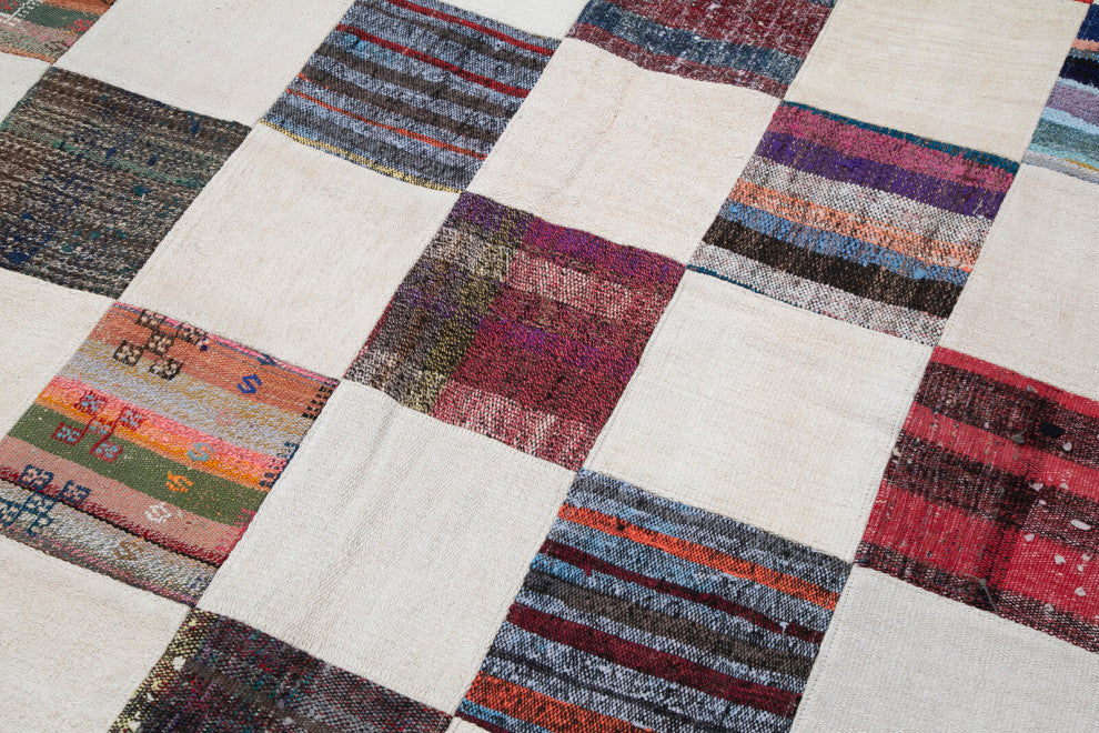 Rug N Carpet - Handmade Anatolian 8' 8'' x 11' 8'' Tribal Patchwork Kilim Rug