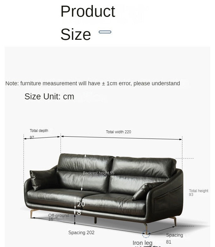 Leather Classic Sofa, Brown Yellow 4-Seater Sofa 110.2x38.2x36.6"