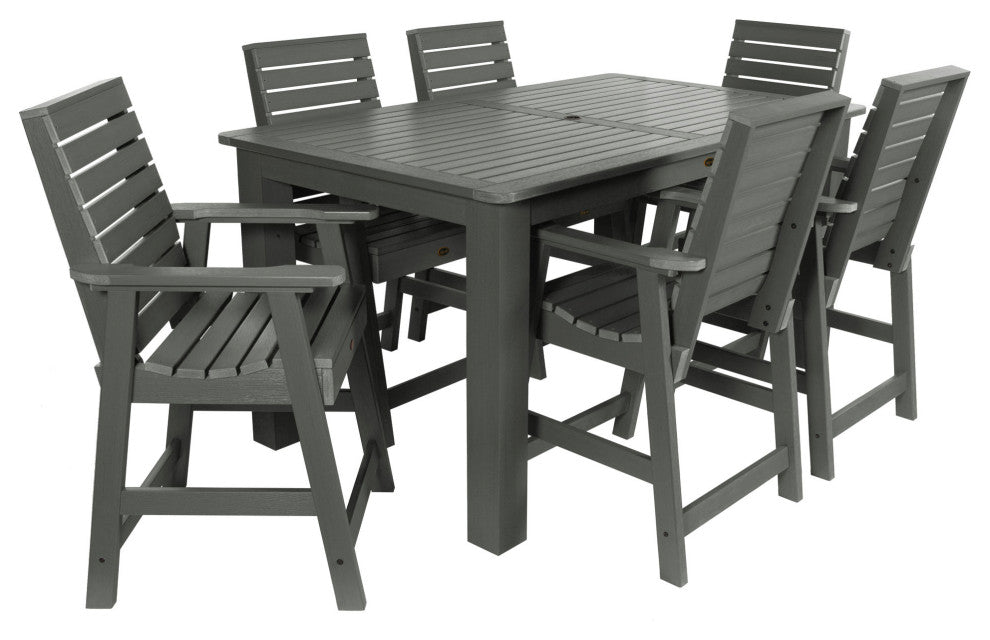 Glennville 7-Piece 42x72 Counter Dining Set, Weathered Acorn, Coastal Teak
