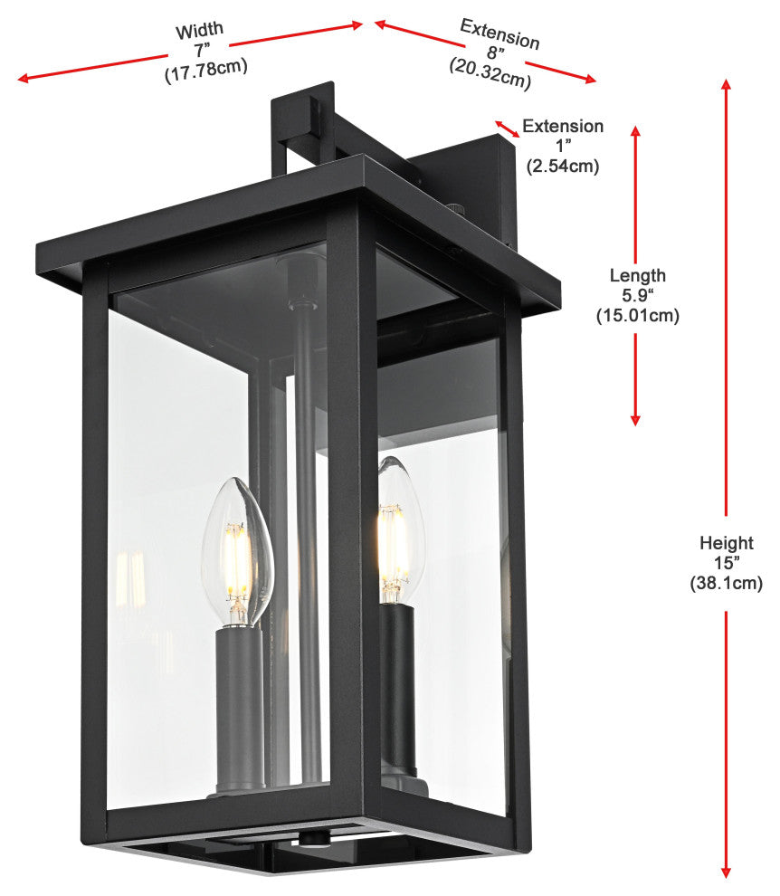 Home Living 7" Outdoor Wall Sconce, Black