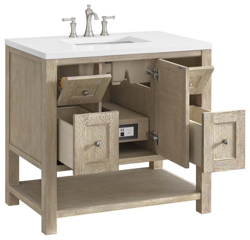 Breckenridge 36" Single Vanity, Oak, 3 CM White Zeus Top