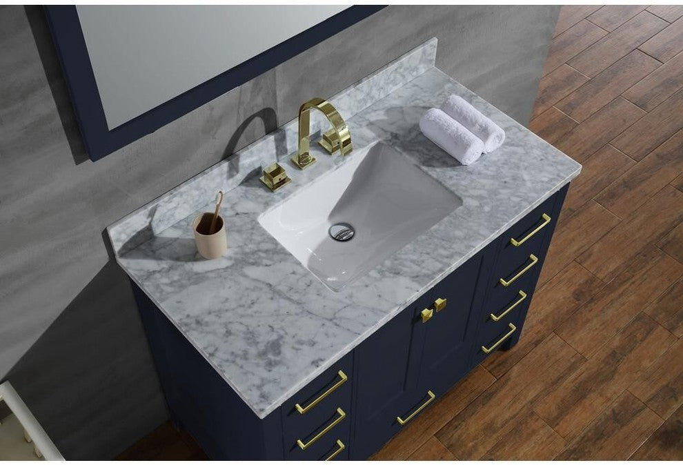 Ariel Cambridge 43" Single Sink Vanity Set, Midnight Blue, Rectangular Sink With