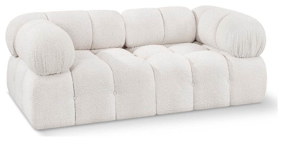 Ames Boucle Fabric Modular Sofa, Cream, 2-Piece: 2 Corner Chair