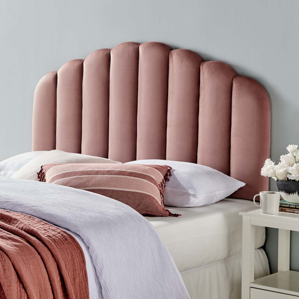 Headboard, King Size, Velvet, Pink, Modern Contemporary, Bedroom Master Suite
