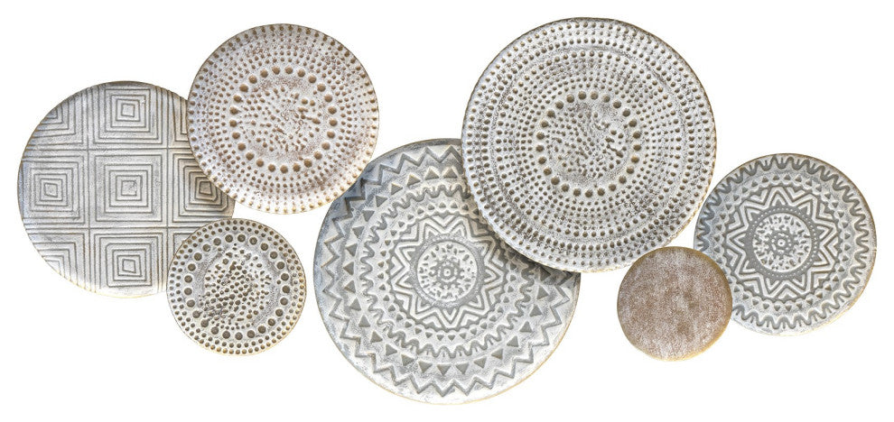 Layered Patterned Metal Plate Wall Decor