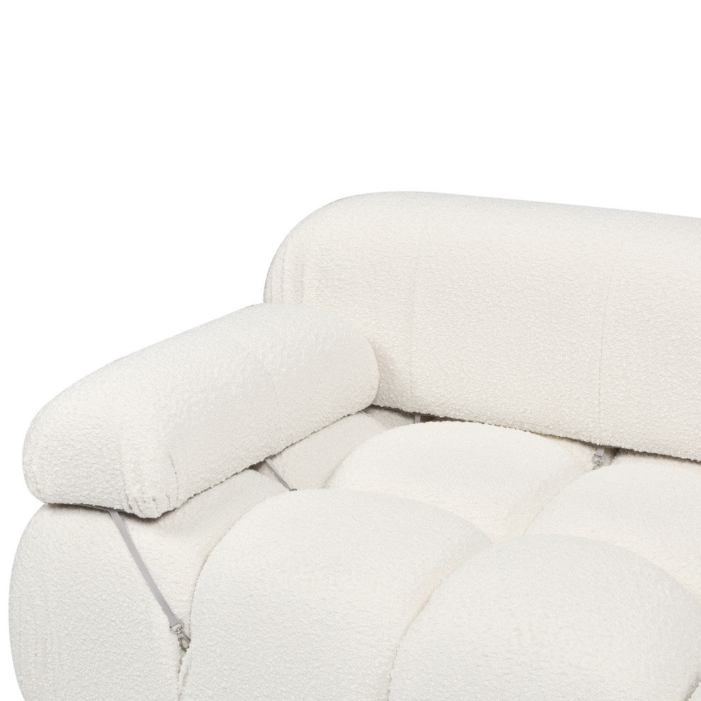Marcel 109.5" Modular Sofa, Ivory White Boucle