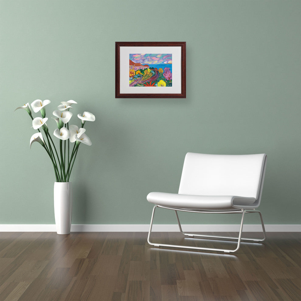 'Winding Path Ocean' Matted Framed Canvas Art by Manor Shadian
