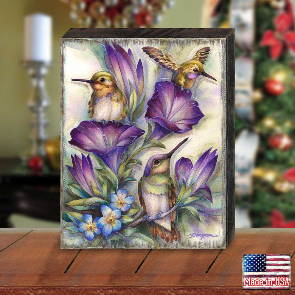 Everlasting Friendship Hummingbirds Wooden Wall Art, Petite 7.5x5.5