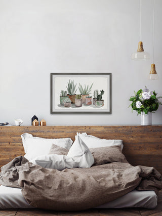 "Pastel Succulent Vases" Framed Painting Print