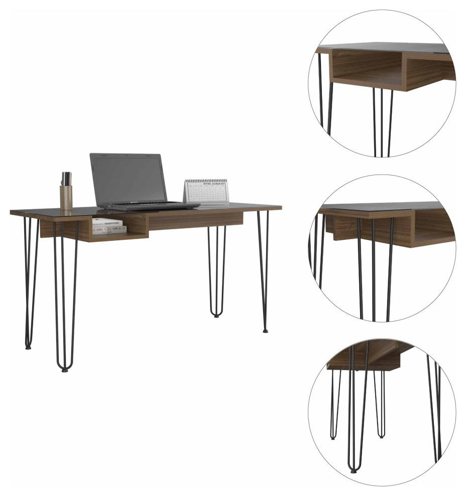 Kyoto 140 29-inch Tall Writing Desk with Hairpin Legs, Mahogany