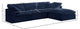 Cozy Velvet Upholstered Comfort L-Shaped Modular Sectional, Navy, 4-Piece: 1 Armless Chair, 2 Corner Chair, 1 Ottoman
