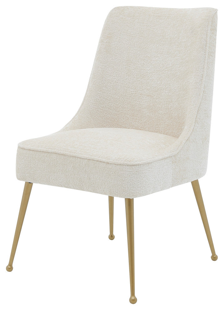 Cedric Fabric Dining Side Chair Gold Legs, Set of 2, Opus Cream